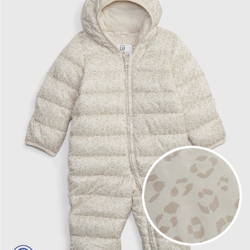 GAP Baby Leopard Puffer One piece Snowsuit